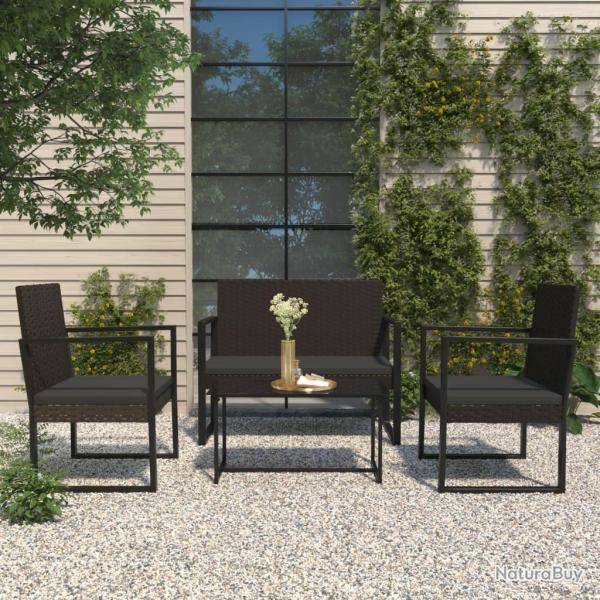 Banc de jardin avec coussins noir 106 cm r�sine tress�e