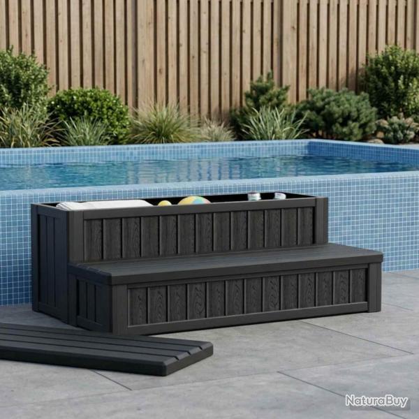 Marchepied de bain � remous avec rangement 2 �tapes Noir PP