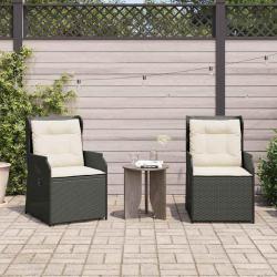 Banc de jardin 2 pcs Noir polyrotin