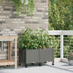 Porte-plante de jardin avec irrigation et roues 2 pc Gris clair