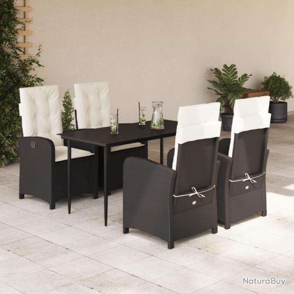 Ensemble � manger de jardin coussins 5pcs Noir R�sine tress�e
