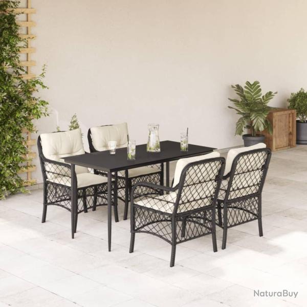 Ensemble � manger de jardin coussins 5pcs Noir R�sine tress�e