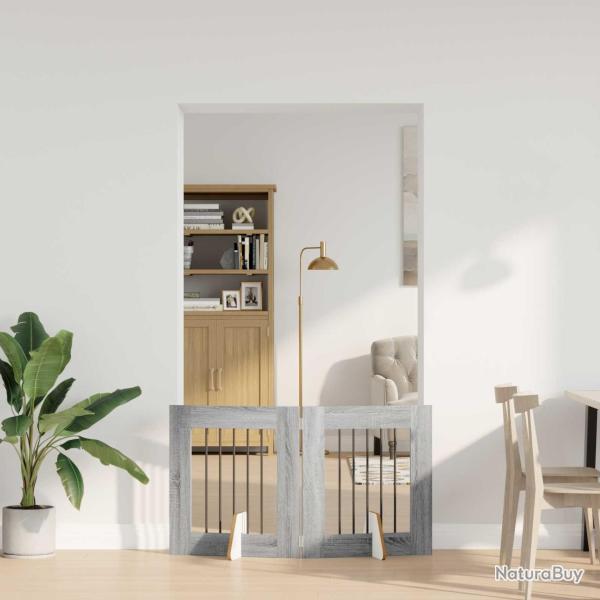 Porte de chien pliable avec supports 2 pcs Sonoma gris 120,5 cm