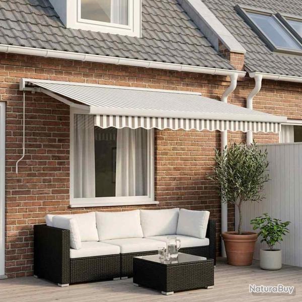 Auvent r�tractable Gris clair et blanc 300 x 250 cm