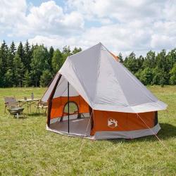 Tente Tipi Gris et orange 250 x 250 cm Polyester et Acier