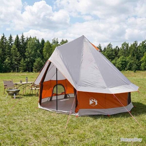 Tente Tipi Gris et orange 250 x 250 cm Polyester et Acier
