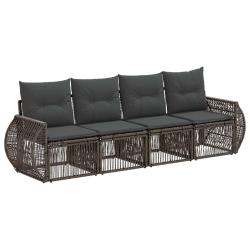 Ensemble de canap&eacute; de jardin 4 pcs Gris et Gris fonc&eacute; polyrotin