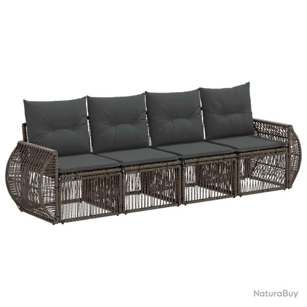 Ensemble de canap� de jardin 4 pcs Gris et Gris fonc� polyrotin