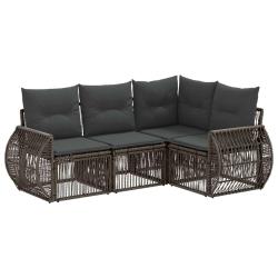 Ensemble de canap&eacute; de jardin 4 pcs Gris et Gris fonc&eacute; polyrotin