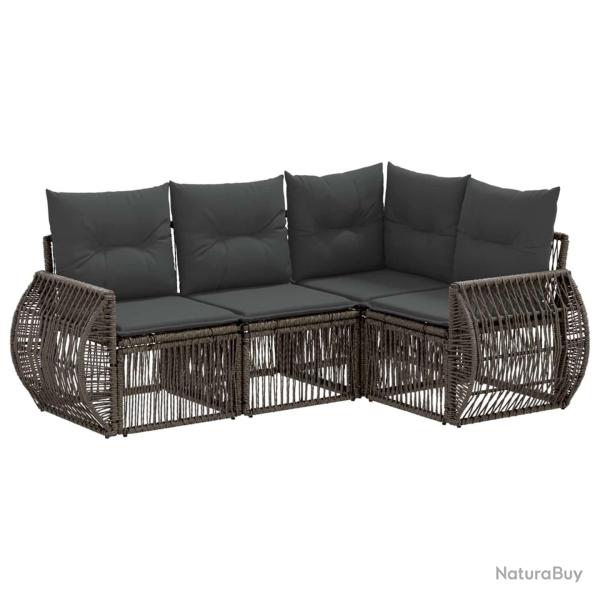 Ensemble de canap� de jardin 4 pcs Gris et Gris fonc� polyrotin