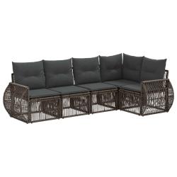 Ensemble de canap&eacute; de jardin 5 pcs Gris et Gris fonc&eacute; polyrotin