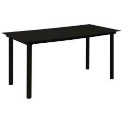 Table &agrave; d&icirc;ner de jardin Noir 150x80x74 cm Acier et verre