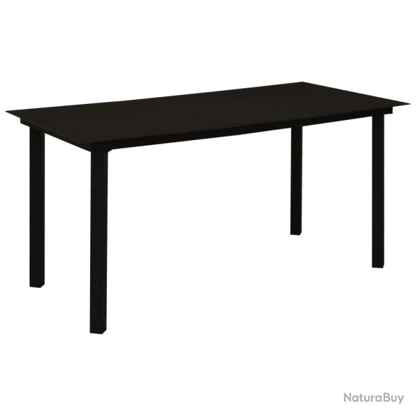 Table � d�ner de jardin Noir 150x80x74 cm Acier et verre