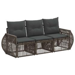 Ensemble de canap&eacute; de jardin 3 pcs Gris et Gris fonc&eacute; polyrotin