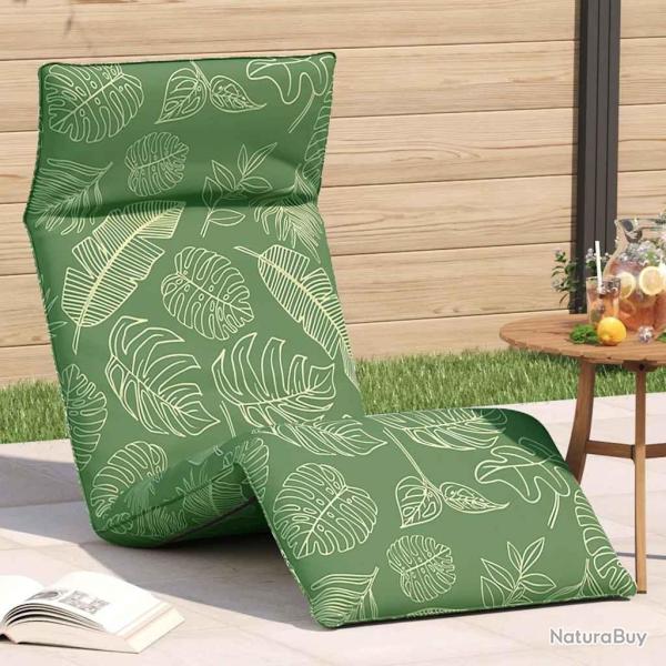 Transat pliant en tissu Oxford motif feuilles 175 x 54 x 8,5 cm