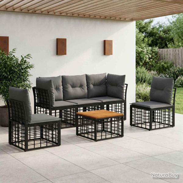 Ensemble de canap�s d'ext�rieur 6 pcs Noir et Gris fonc�