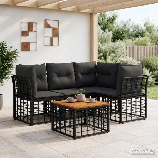 Ensemble de canap�s d'ext�rieur 5 pcs Noir et Gris fonc�
