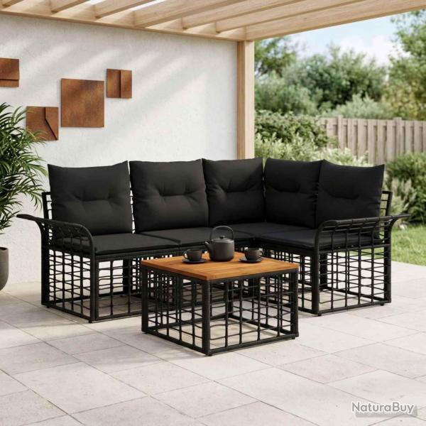 Ensemble de canap�s d'ext�rieur 5 pcs Noir et Gris fonc�