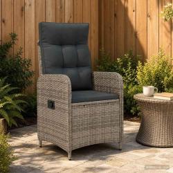 Chaise de jardin inclinable Gris et Gris fonc&eacute;