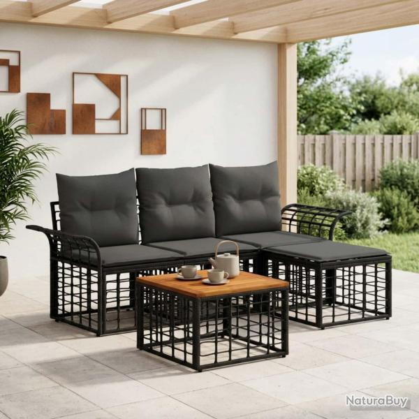Ensemble de canap�s d'ext�rieur 5 pcs Noir et Gris fonc�