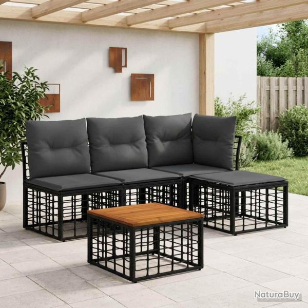 Ensemble de canap�s d'ext�rieur 5 pcs Noir et Gris fonc�