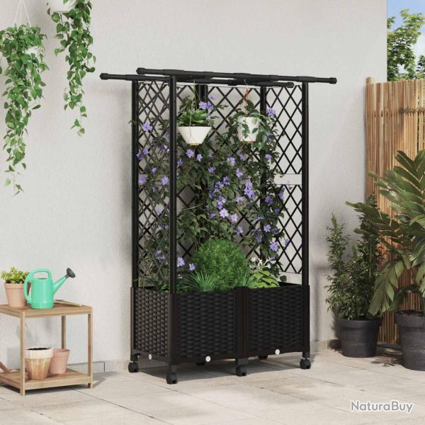 Lit �lev� avec Treillis et Toit Noir 124 x 40 x 142 cm PP