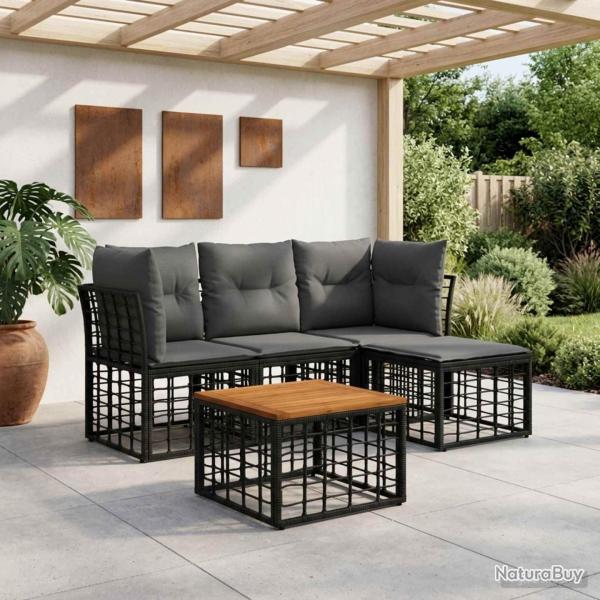 Ensemble de canap�s d'ext�rieur 5 pcs Noir et Gris fonc�
