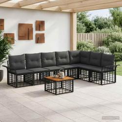 Ensemble de canap&eacute;s d'ext&eacute;rieur 8 pcs Noir et Gris fonc&eacute;