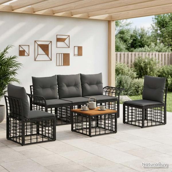 Ensemble de canap�s d'ext�rieur 6 pcs Noir et Gris fonc�