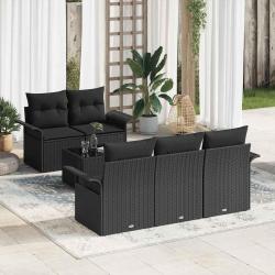 Ensemble de canap&eacute; de jardin avec coussin 6 pcs Noir