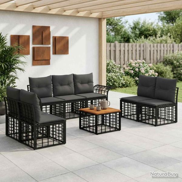 Ensemble de canap�s d'ext�rieur 8 pcs Noir et Gris fonc�