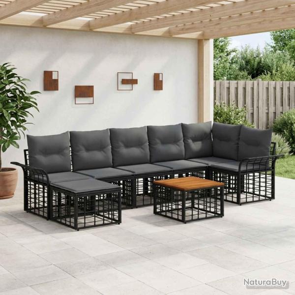 Ensemble de canap�s d'ext�rieur 8 pcs Noir et Gris fonc�