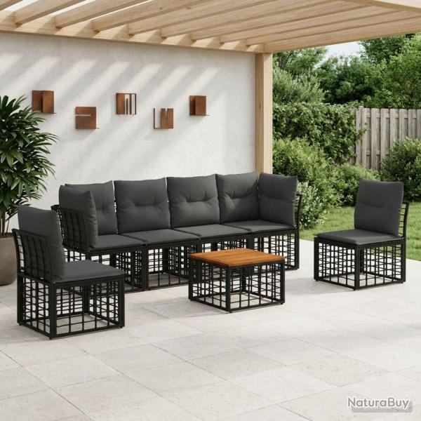 Ensemble de canap�s d'ext�rieur 7 pcs Noir et Gris fonc�