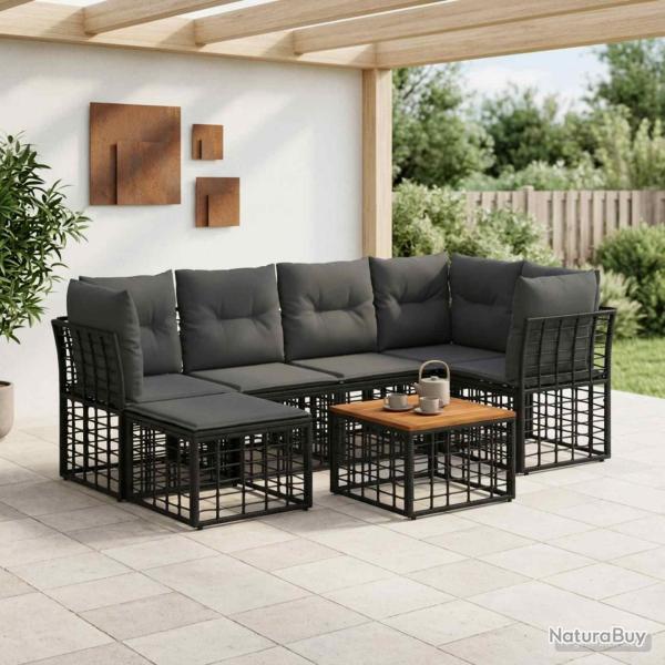 Ensemble de canap�s d'ext�rieur 7 pcs Noir et Gris fonc�