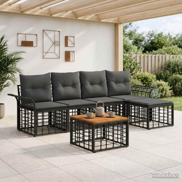 Ensemble de canap�s d'ext�rieur 6 pcs Noir et Gris fonc�