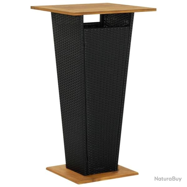 Table de bar Noir 60x60x110 cm R�sine tress�e et bois d'acacia