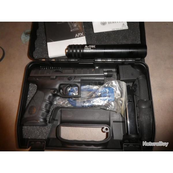 pistolet BERETTA  APX filet� cal 9mm avec silencieux