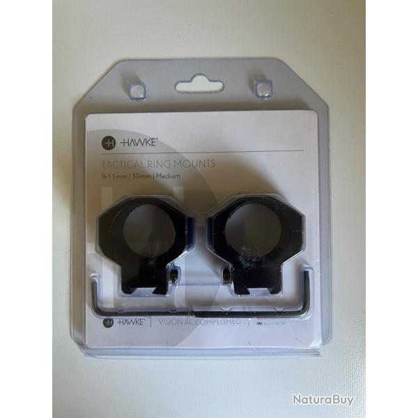 Colliers HAWKE Tactical Diam�tre 30 mm pour rail de 11 mm Hauteur M�dium