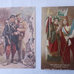 2 CPA Patriotique . Une carte ab&icirc;m&eacute;e
