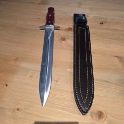 Dague de chasse lame 28cm inox + &eacute;tui