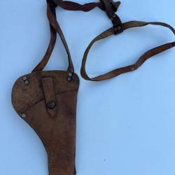 Ancien Holster &Eacute;paule Cuir Marron Vintage &Eacute;tat Satisfaisant