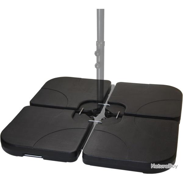 Lestage pour parasols Dalles de Parasol pour Parasol d�port� - Pied en Croix Noir 60 litres / 100kg