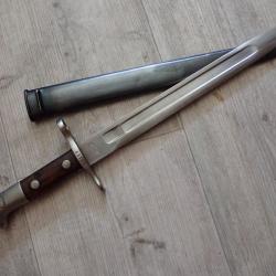 43194 Baionnette Suisse Mdle 1889 modifi&eacute; en 1900 avec un ressaut sur lame. Douille de 14 mm !!