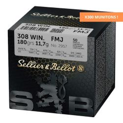 LOT DE 300 MUNITONS .308 11.7GR 180GR - SELLIER & BELLOT