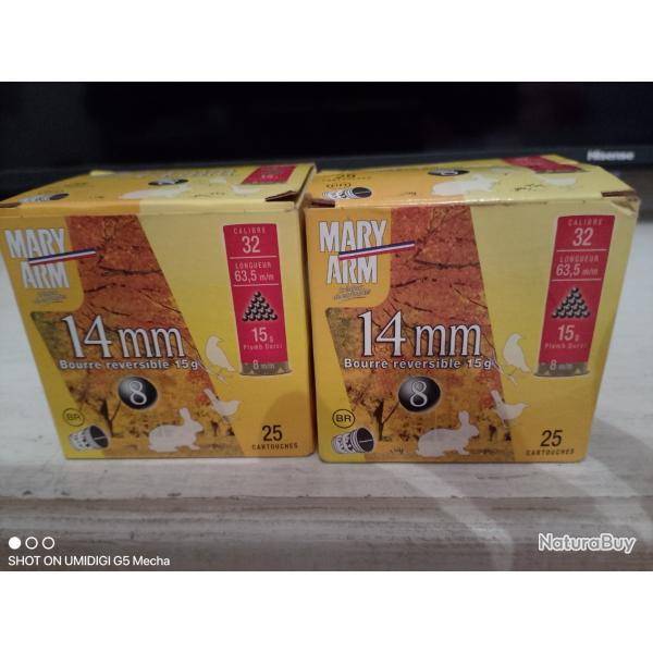 Lot de 43 cartouches de 14mm plomb 8