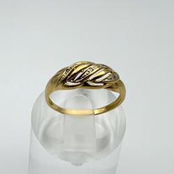 Bague en or massif 18 carats - 3 diamants - taille 53