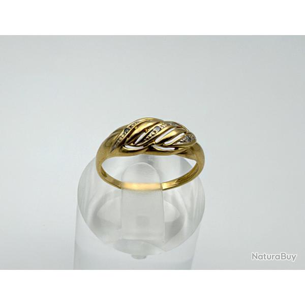 Bague en or massif 18 carats - 3 diamants - taille 53