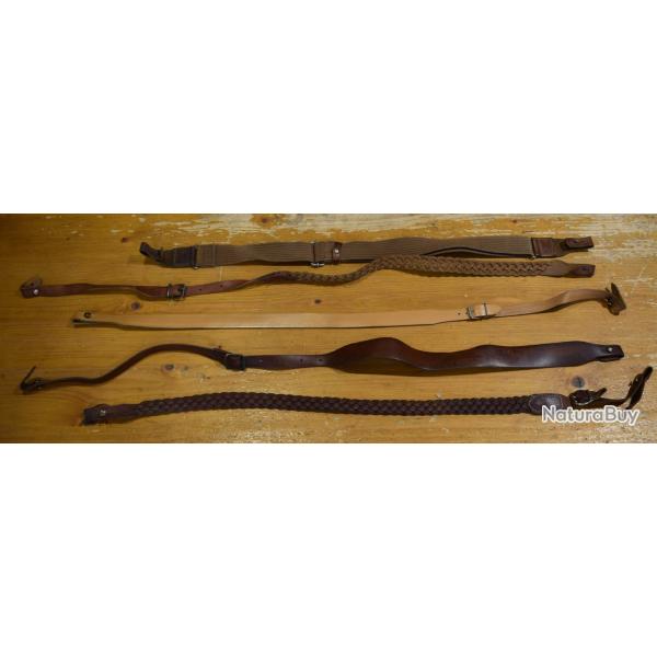 lot de 5 bretelles cuir et tissu pour carabine et fusil d'occasion a 1�