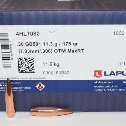 100 ogives Lapua cal 0.308 MAX RANGE TARGET HPBT en 175 grains