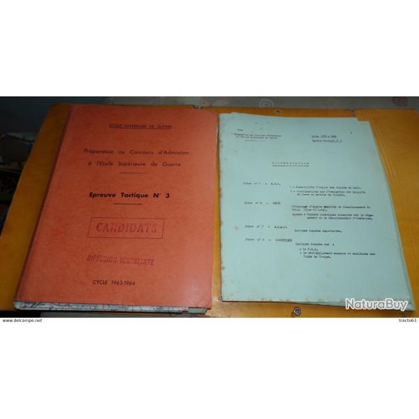 LIVRE DOSSIER: ECOLE SUPERIEURE DE GUERRE , PREPARATION AU CONCOURS D'ADMISSION , EPREUVE TACTIQUE N